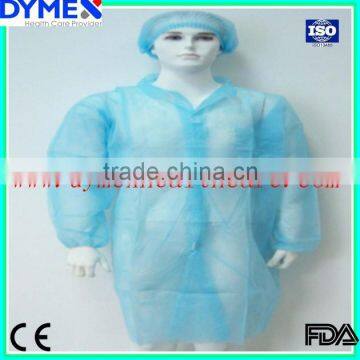 Surgical Disposable Lab Coats with Zipper and Elastic Cuff