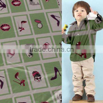 fashion design digital printting cotton fabric for 2 years old children shirts