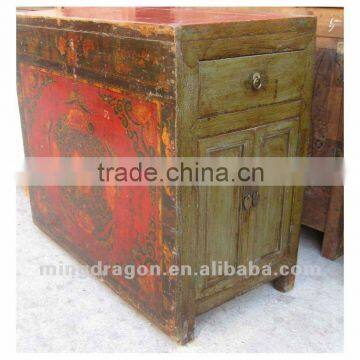 Chinese antique furniture pine wood four door two drawer Mongolia Cabinet