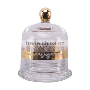 Clear Sugar jar dome with gold flower