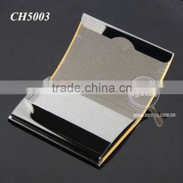 Box Packing Cube Pattern Yellow Gold Leather Flannelette Lining Stainless Steel Metal Novelty Card Holder photo-4