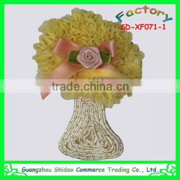 New design hot selling high quality big tree design yellow decoration chiffon flowers