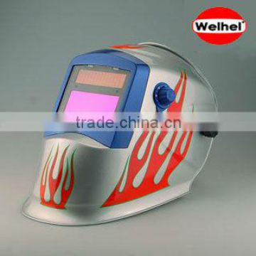 LARGE VIEW Auto Darkening Welding Helmet Hood Mask - Battery and Solar Combo - Carbon Fiber