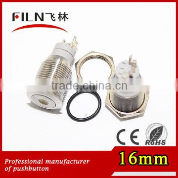 16mm diameter stainless steel flat actuator dot LED waterproof momentary switch