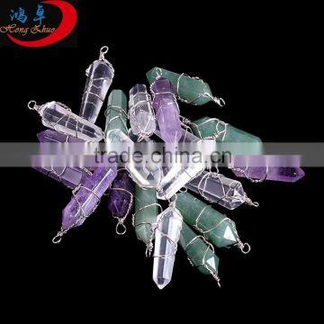 Natural Crystal Quartz Healing Point Chakra Gem Stone Pendant For Necklace