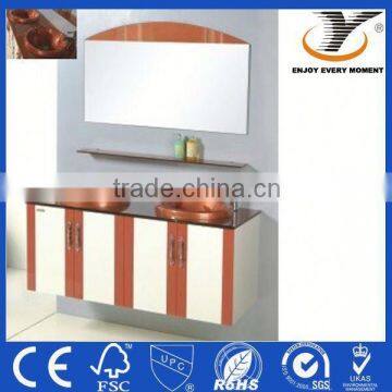 Wall Mounted PVC china double sink bathroom cabinet