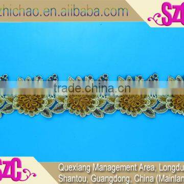 X10107A manufacturers design african handmade applique cord lace trim guipure fabric