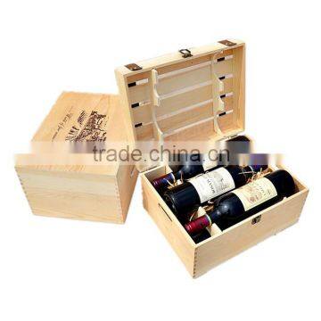 Cheap Price Custom 6 Bottle Logo Printed Pine Wood Wine Gift Box photo-2