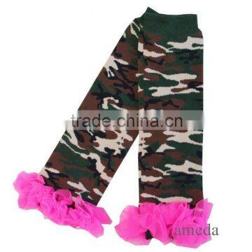 Baby Hot Pink Ruffles Camo Leg Warmers