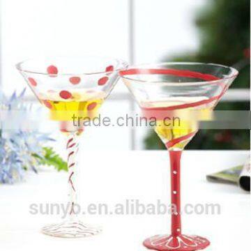 Enjoyable Dot & Swirl Decorating Long Stem colored Martini Glass