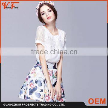 Latest fashion women dress suit with floral printing skirt and sexy top for lady                        
                                                                Most Popular