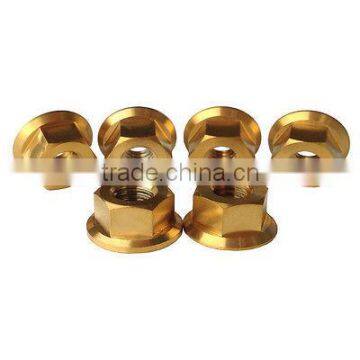 Gold Motorcycle Bike MTB M8 Titanium Flange Lock Bolts Screw Nuts 1.25 Pitch