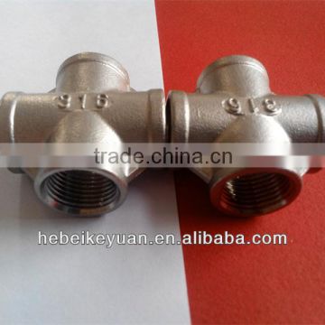 stainless steel casting cross with NPT BSP BSPT thread