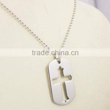 Engraved Cross Dog Tags Fashion Pendant Necklace photo-6