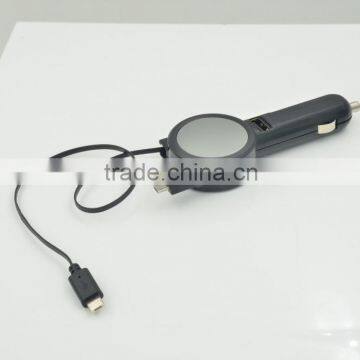 New Design Protable 3.1A Car Battery Charger With Double Retractable Built-in Cable for Iphone/samsung/Type-C/htc/blackberry photo-5