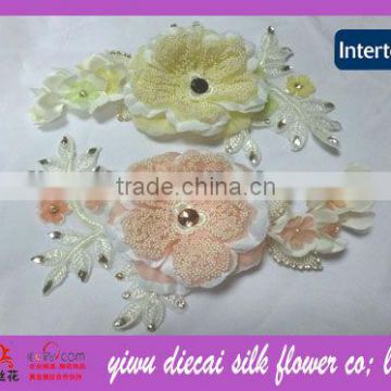 Beading/lace decorated silk bridal flower hair comb