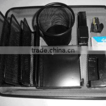Metal office desk organizer wire mesh document tray set
