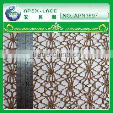 lace fabric in rolls/italian lace fabric/cheap lace fabric in brown color-APN3697