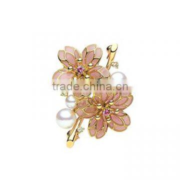 Brooches China Pearl Flower Brooches for ladies 2014 New Fashion MLCPB055