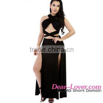 Latest Sensual Wrap Style Black Maxi Skirt ladies designer skirt suits