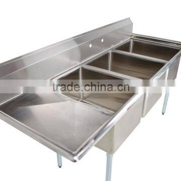 Freestanding Restaurant Kitchen 3 Three Compartment Commercial Stainless Steel Sink for Catering Services photo-6