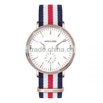 Stainless steel case nylon strap Japan quartz movement quartz watch 3ATM water resistant minimal style watch