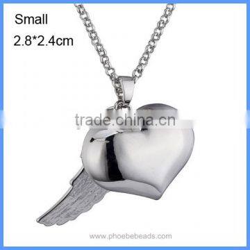 Trendy Jewelry Angel Wing Heart White K Plated Metal Cage Chime Box Sound Ball Pendant Pregnancy Necklaces For Women BAC-M046 photo-4