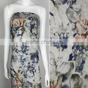 polyester/cotton flower printed fabric for fashion dress