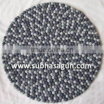 Grey Shade Felt Ball Carpets for floor 180 cm Diameter