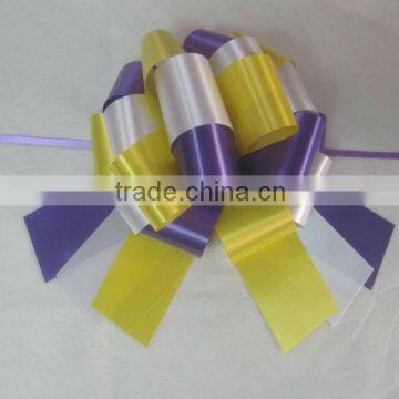 HOT SALE New Design White /Yellow/ Purple Plain Poly Ribbon POM POM Pull Bow