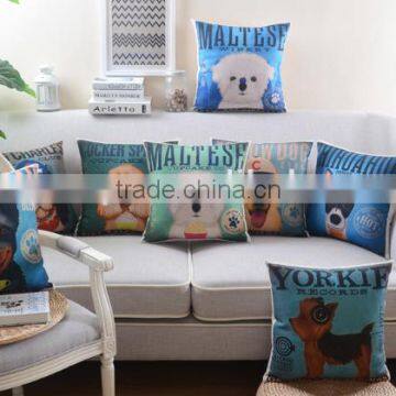 Lovely Painting Dog Living Room Sofa Back Cushion Cover