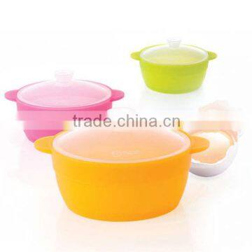 Personalized Round Silicone Rubber Kitchen Microwave Bowl with Lid