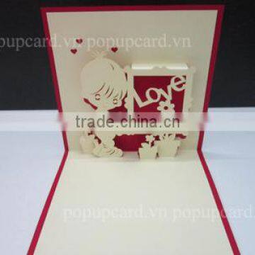 boy fall in love 3d pop up greeting card