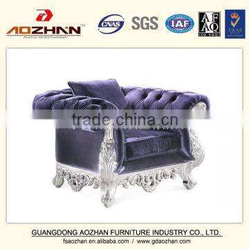 Silver exquisite carved purple velvet hotel fabric sofa