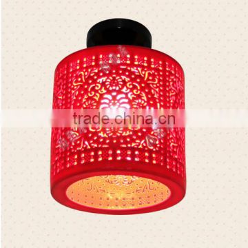 China red ceramic hollow cylinder loft outdoor led ceiling light