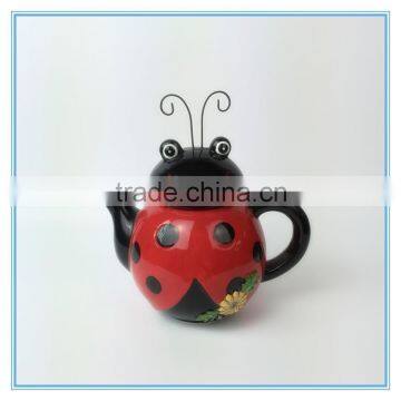 Beetle Shape Ceramic Tea Pot Canister Hand Print