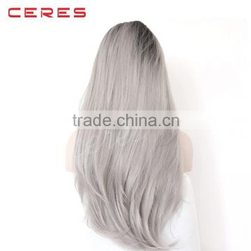 hot selling hair wig ombre grey synthetic lace front wig for women                        
                                                                                Supplier's Choice