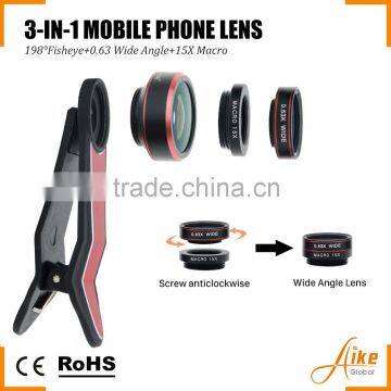 Innovative Phone Accessories Clip 198 Degree Fisheye Lens 0.63x Super Wide Angle Lens+15x Macro Lens Smartphone Special Lens photo-5