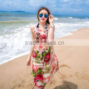 Women Pastoral Long Wrap Shawl Stole Soft Scarve Flower Floral Beach Voile scarf