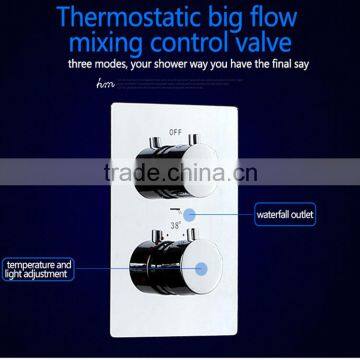 3 function square panel shower diverter valve for conceal shower temperature control thermostatic valve