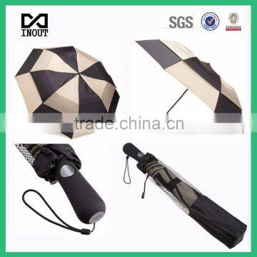 Black and white 27 inch double canopy windproof high quality compact golf umbrella