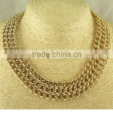 Hot sale gold plating three layered chocker necklace chains metal alloy for women