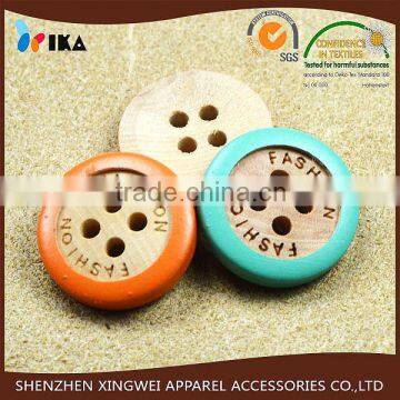 custom laser engraved wooden buttons with colorful edges