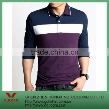 polyester/Cotton 3 colors stripe Long Sleeves Polo Shirt