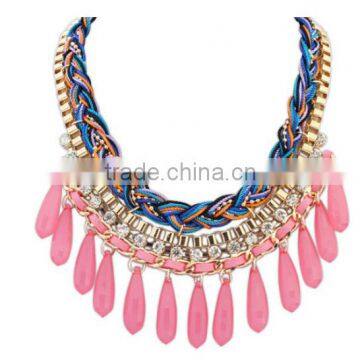 CZ914396 Fashion Charm Jewelry Chain Pendant Flower Choker Chunky Statement Bib Necklace