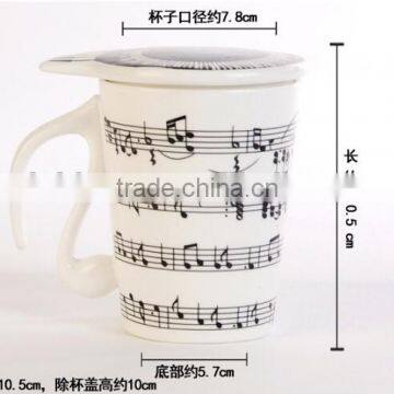 2015 new creative note tave keyboard and cat head ceramic mug with cover and unique handle