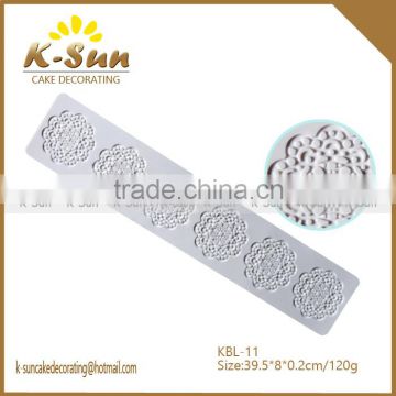 Good quality big size cupcake decorating fondant silicone lace mat for cake border decoration reposteria