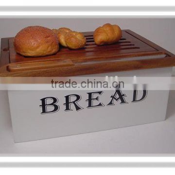 Handmade Novelty Wooden Bread Storage Bin with Removable Bread Board for Food Storage