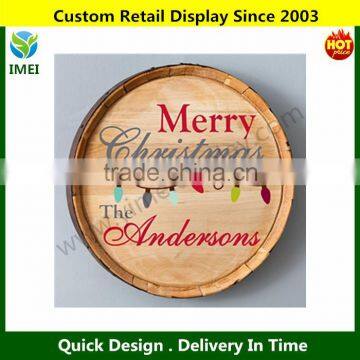 Personalized Christmas Lights Motif Wood Barrel Sign YM6-912