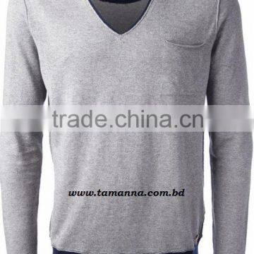 MEN SWEATER: FINE KNITTED COTTON-VISCOSE JUMPER